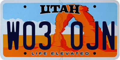 UT license plate W030JN