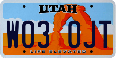 UT license plate W030JT