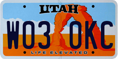 UT license plate W030KC