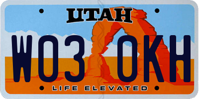 UT license plate W030KH