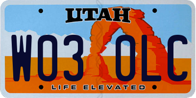 UT license plate W030LC