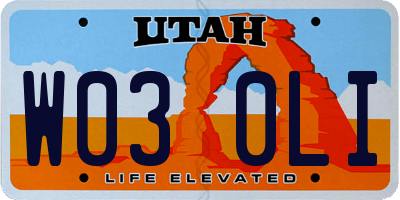 UT license plate W030LI