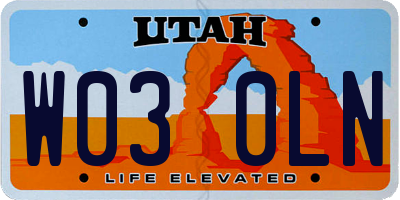 UT license plate W030LN