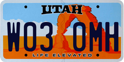 UT license plate W030MH