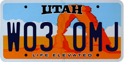 UT license plate W030MJ
