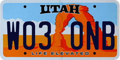 UT license plate W030NB