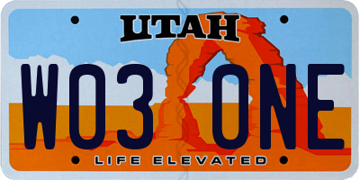 UT license plate W030NE