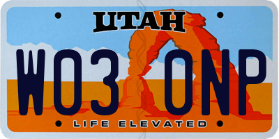 UT license plate W030NP