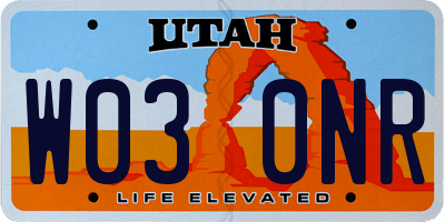 UT license plate W030NR