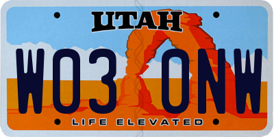 UT license plate W030NW
