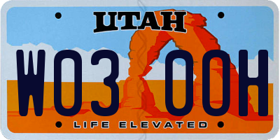 UT license plate W030OH