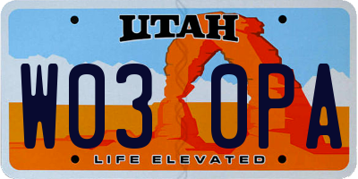 UT license plate W030PA