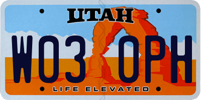 UT license plate W030PH