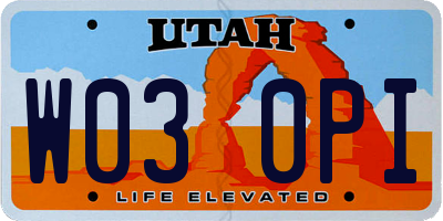 UT license plate W030PI