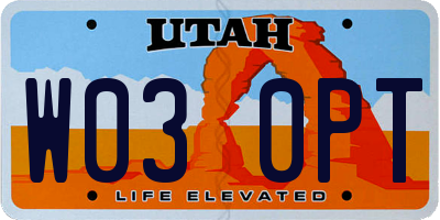 UT license plate W030PT