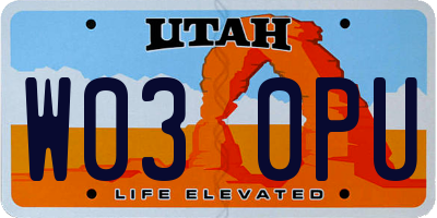 UT license plate W030PU
