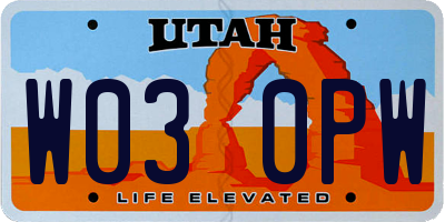 UT license plate W030PW