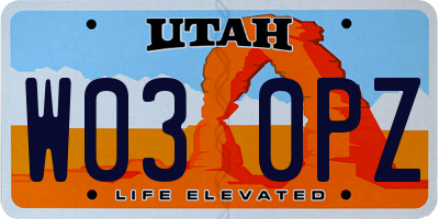 UT license plate W030PZ