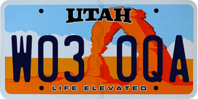 UT license plate W030QA