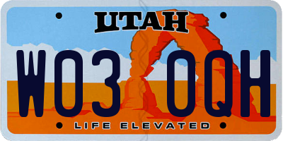 UT license plate W030QH