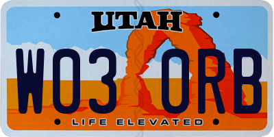 UT license plate W030RB