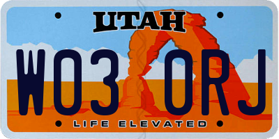 UT license plate W030RJ