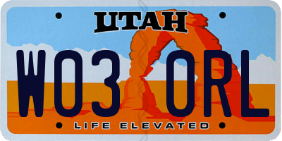 UT license plate W030RL