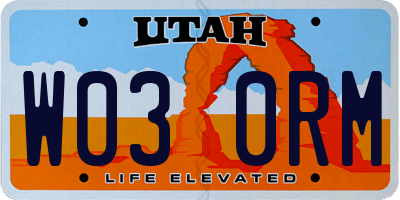 UT license plate W030RM