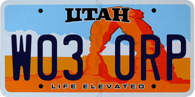 UT license plate W030RP