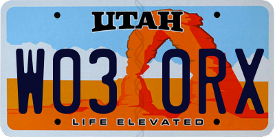 UT license plate W030RX