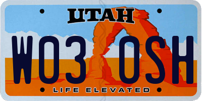 UT license plate W030SH