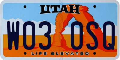 UT license plate W030SQ