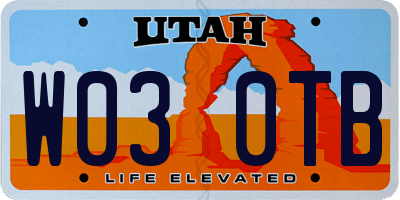UT license plate W030TB