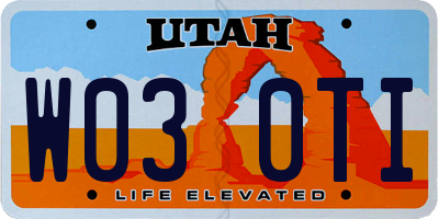 UT license plate W030TI