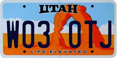 UT license plate W030TJ