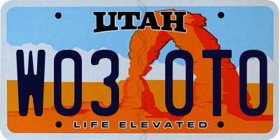 UT license plate W030TO