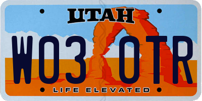 UT license plate W030TR