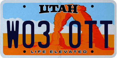 UT license plate W030TT