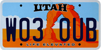 UT license plate W030UB