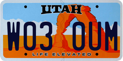 UT license plate W030UM