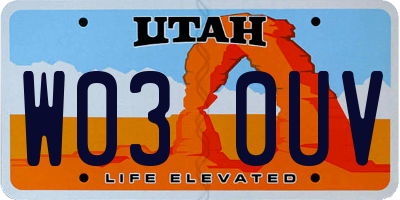 UT license plate W030UV