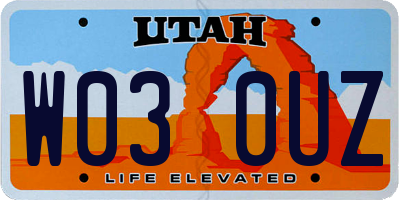 UT license plate W030UZ