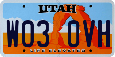 UT license plate W030VH