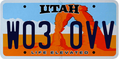 UT license plate W030VV