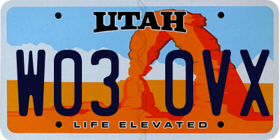 UT license plate W030VX