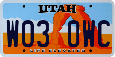 UT license plate W030WC