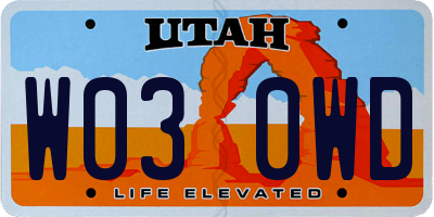 UT license plate W030WD