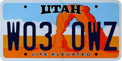 UT license plate W030WZ