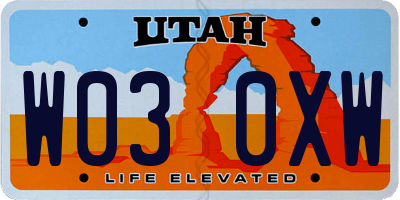 UT license plate W030XW