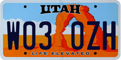 UT license plate W030ZH